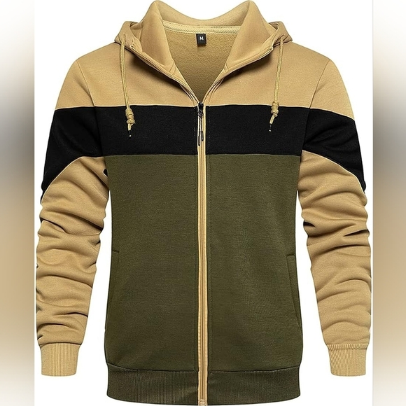 New Men's Full Zip Drawstring Hooded Sweater Multiple Sizes - Picture 1 of 5